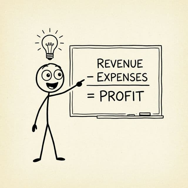 Sticky having an aha moment understanding Revenue minus Expenses equals Profit